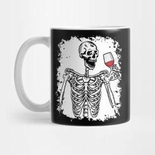 Halloween Shirt Wine Drinking Skeleton Skull Mug